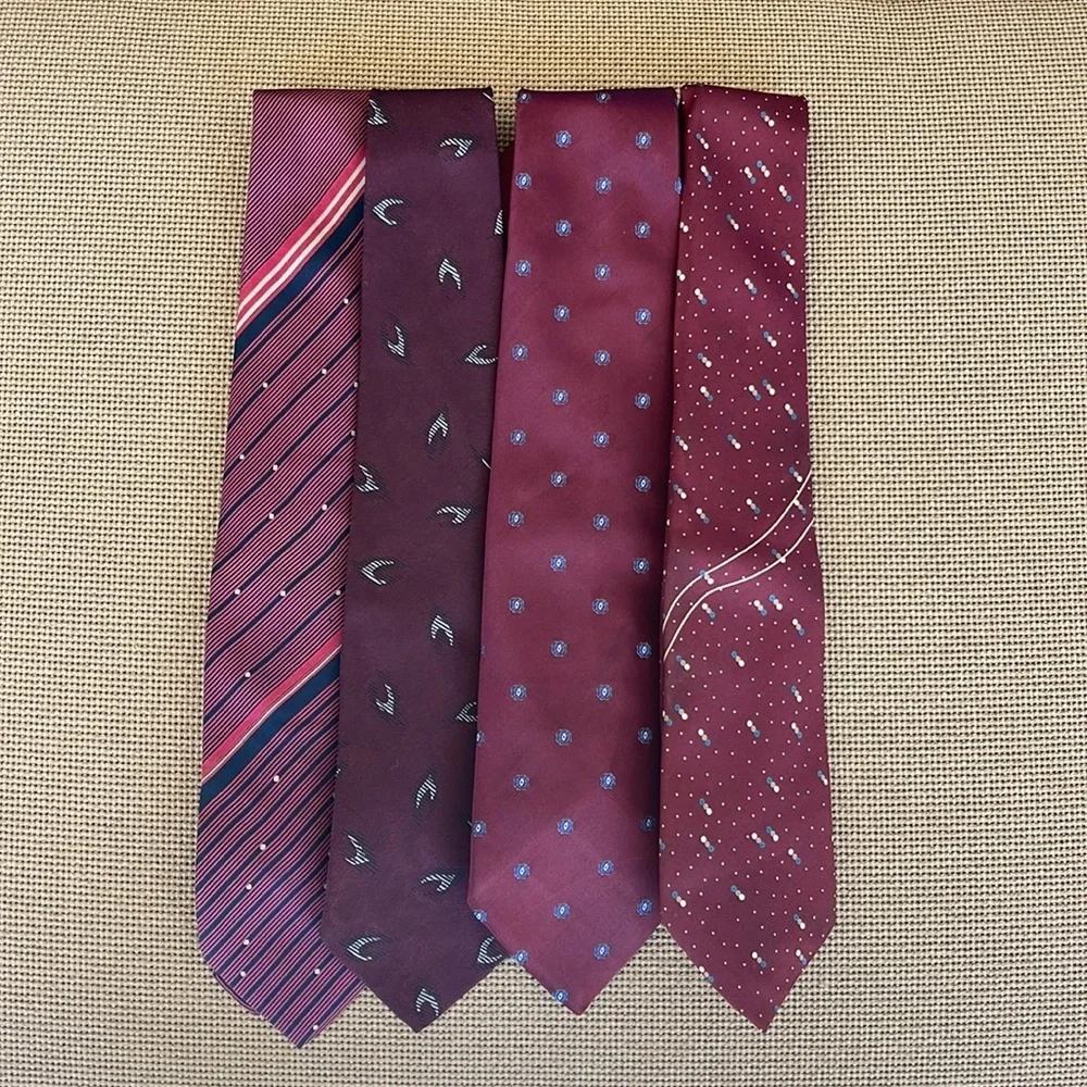 Vintage Men's Maroon/Red Ties Bundle Set of 4